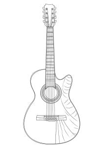 Pagina Strumenti Musicali da Colorare per bambini : Chitarra