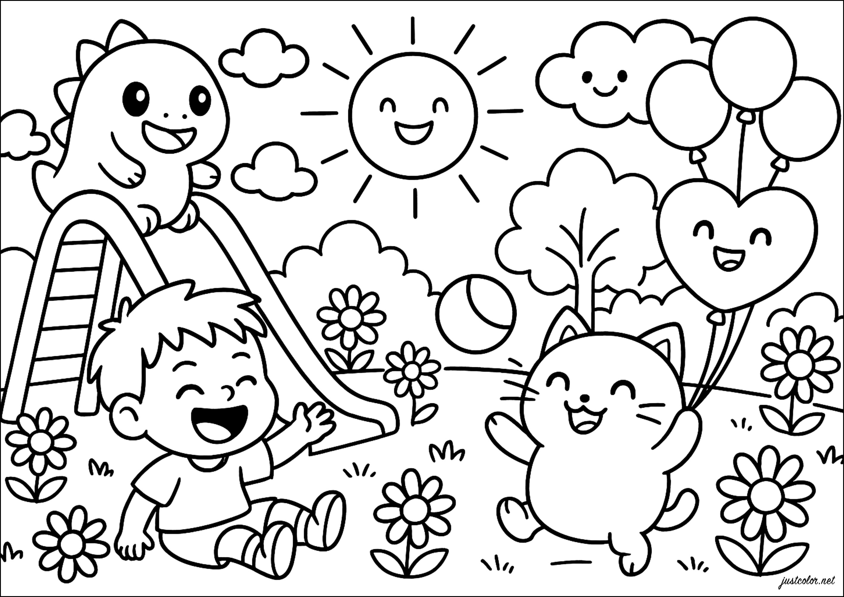 Avventura al parco (Pagina Tamagotchi da Colorare per bambini)