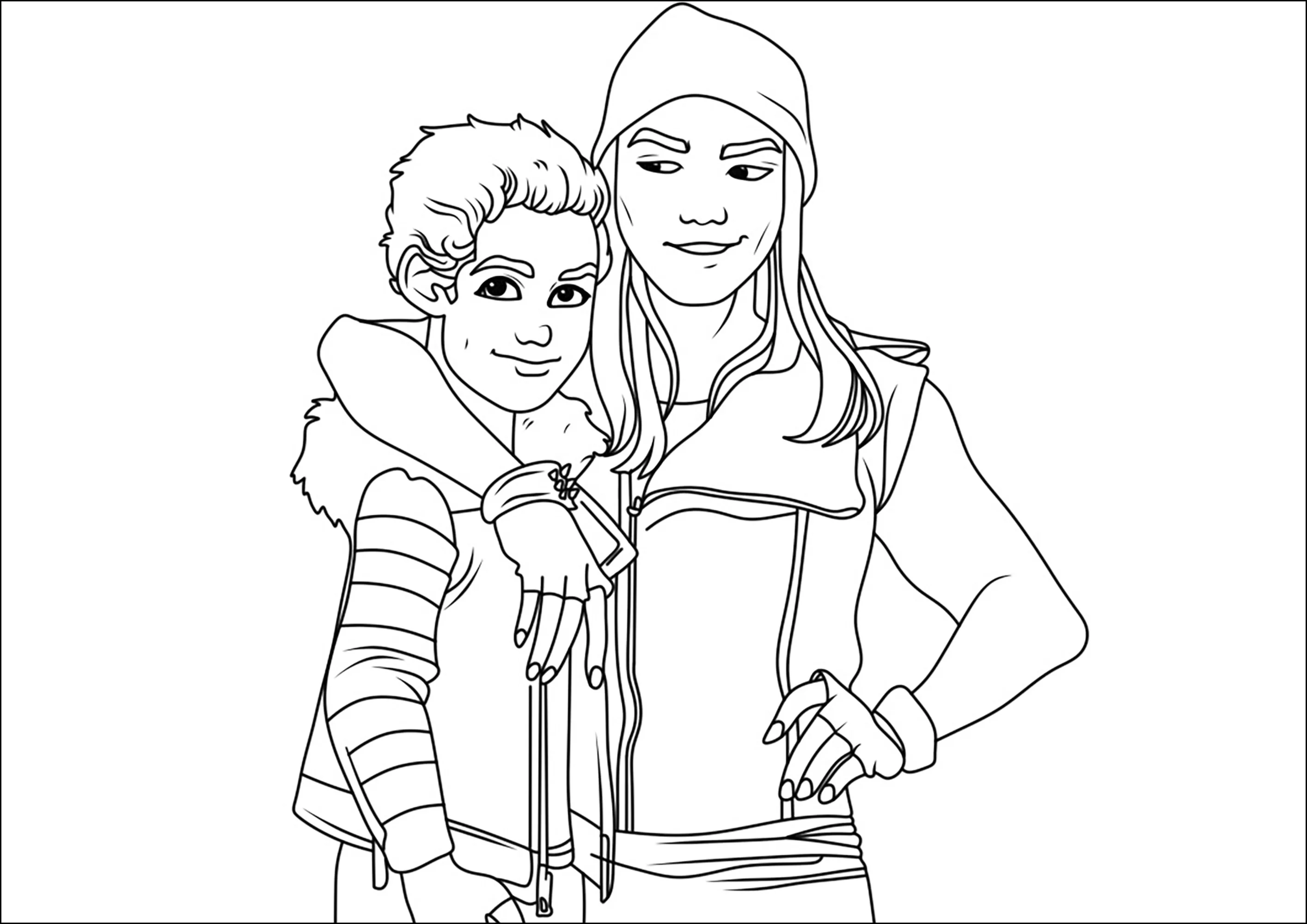 Carlos e Jay di Les Descendants (Pagina The Descendants da Colorare per bambini)