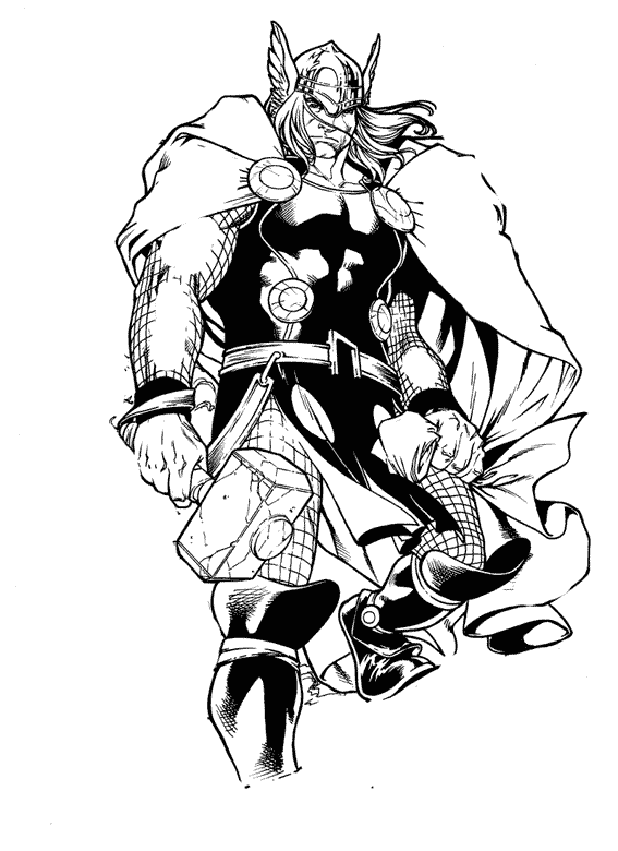 Thor vestito di tutto punto (Pagina da Colorare per bambini)