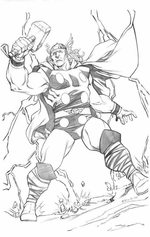Disegno ispirato al dio norreno Thor (Pagina da Colorare per bambini)