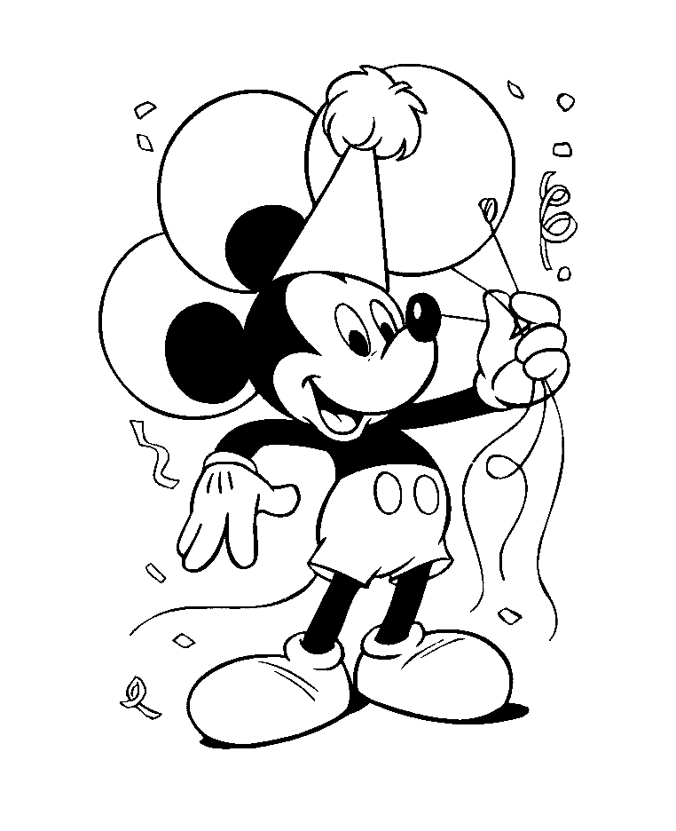 Mickey festivo (Pagina Topolino da Colorare per bambini)