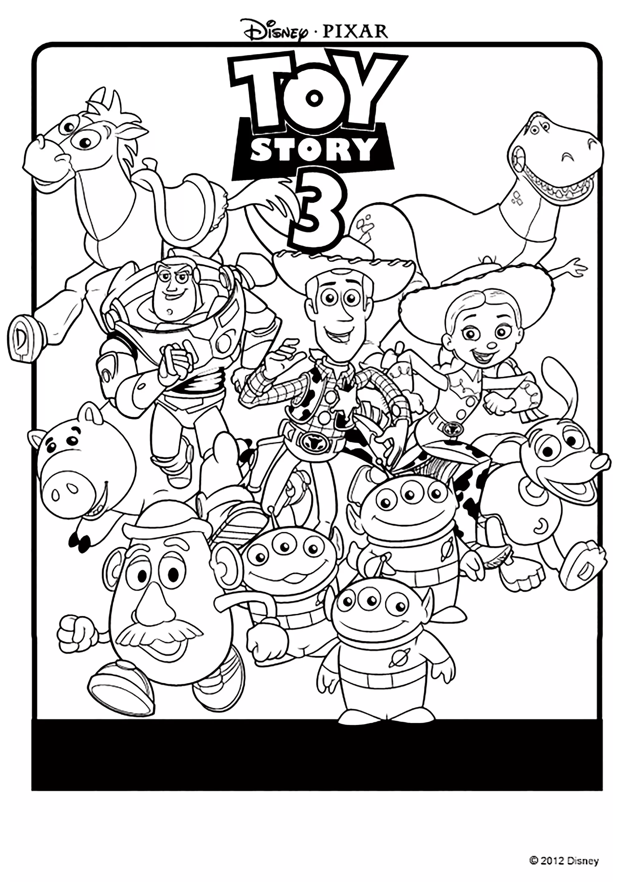 Tutti i personaggi di Toy Story - 3 (Pagina Toy Story 3 da Colorare per bambini)