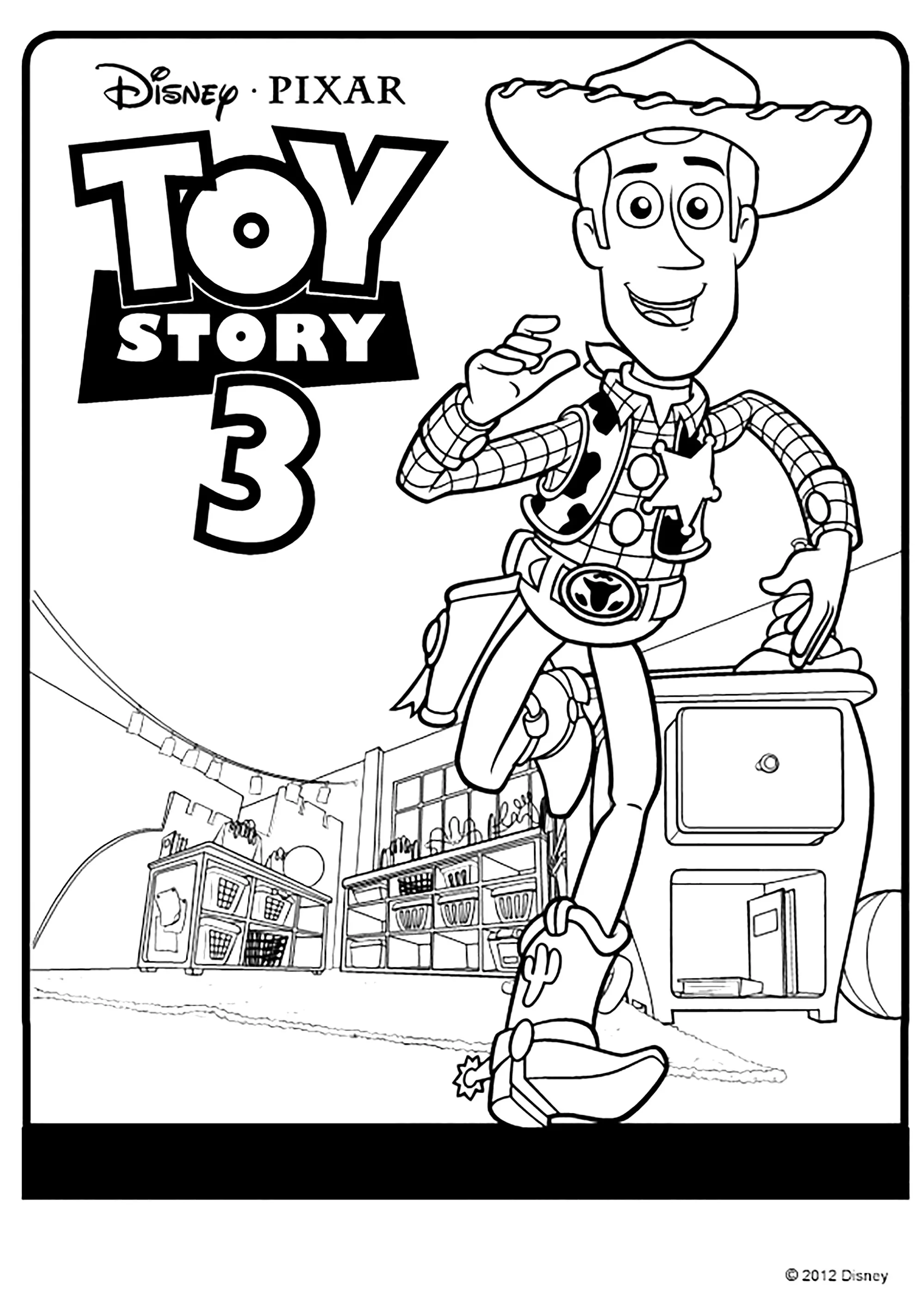 Woody il cowboy (Pagina Toy Story 3 da Colorare per bambini)