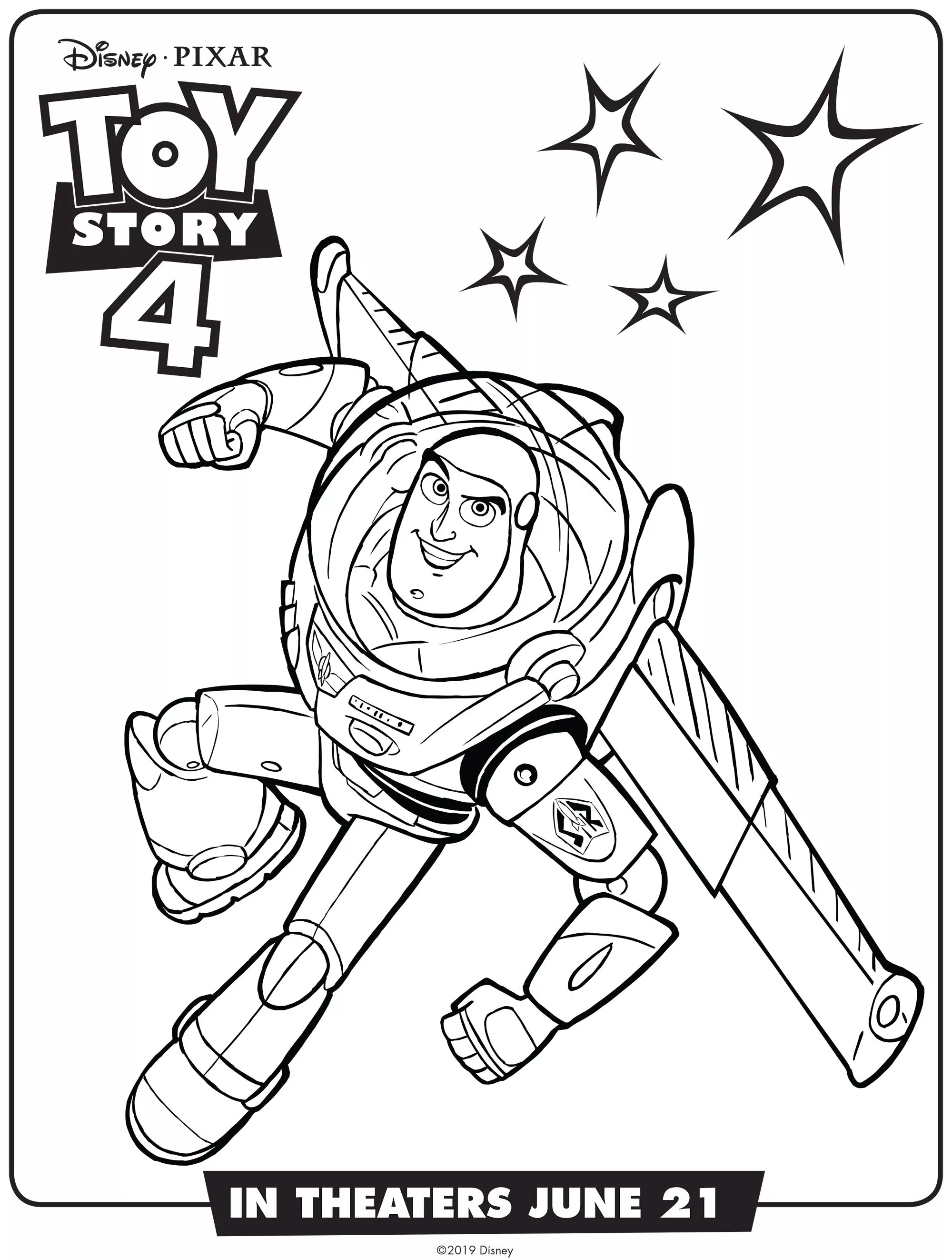 Buzz Lightyear: disegni da colorare di Toy Story 4 gratuiti da stampare