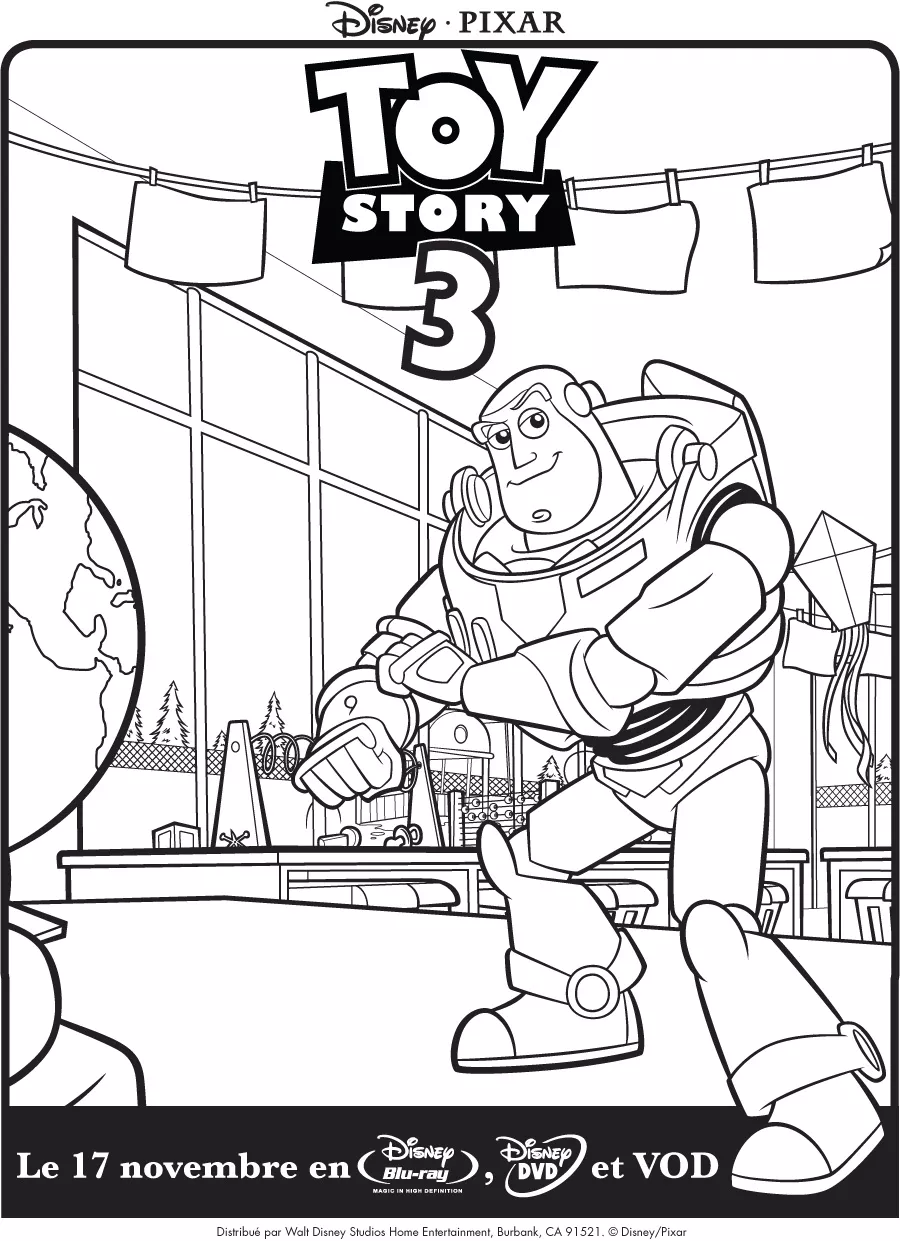 Buzz Lightyear in aula (Pagina Toy Story da Colorare per bambini)
