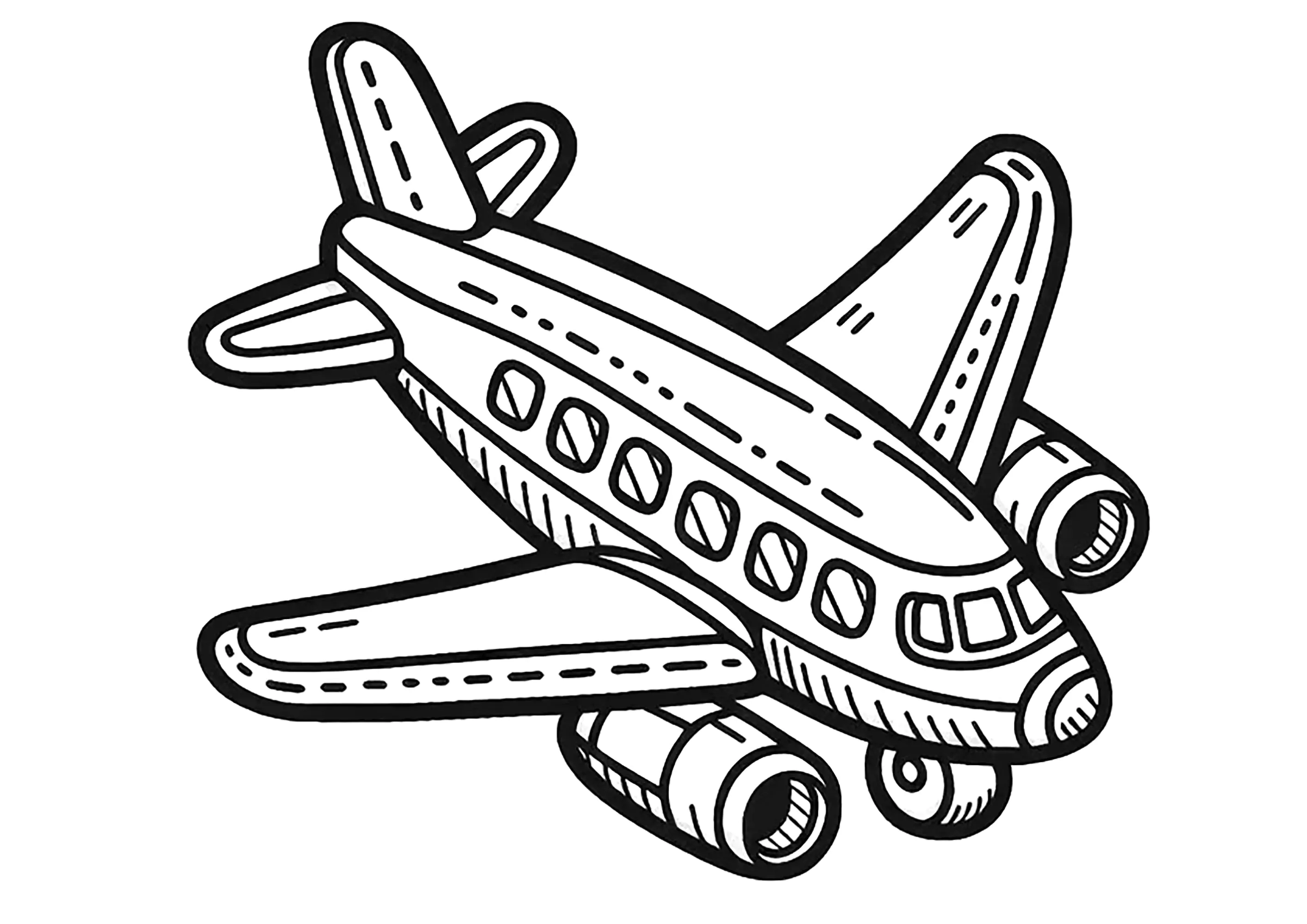 Aereo dalle linee spesse (Pagina Trasporti da Colorare per bambini)