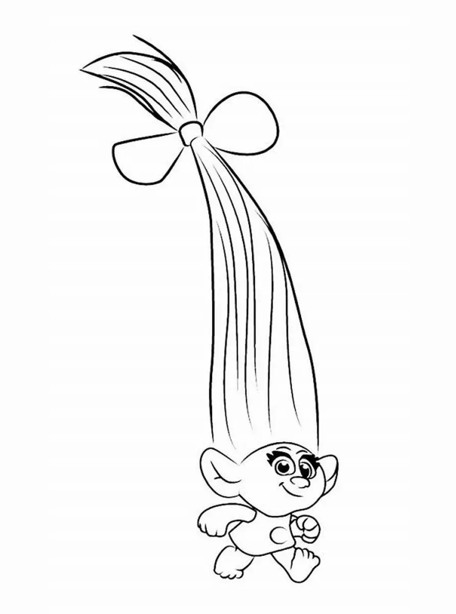 La piccolissima e molto carina Smidge. (Pagina Trolls da Colorare per bambini)