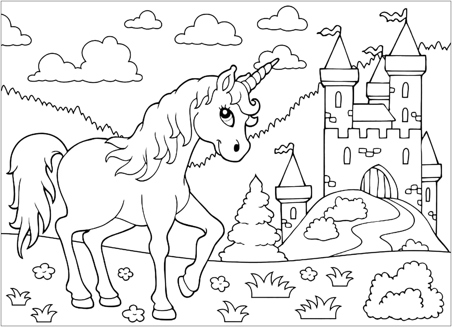 Disegni da colorare di unicorno per bambini (Unicorni)