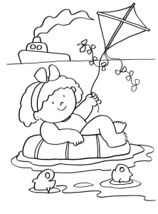 Pagina da Colorare per bambini : Colora le vacanze al mare da stampare gratuitamente.