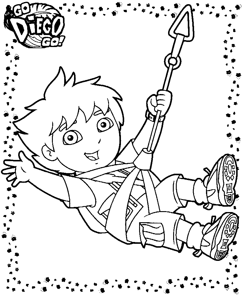 Disegno da colorare di Diego per bambini (Vai Diego!)