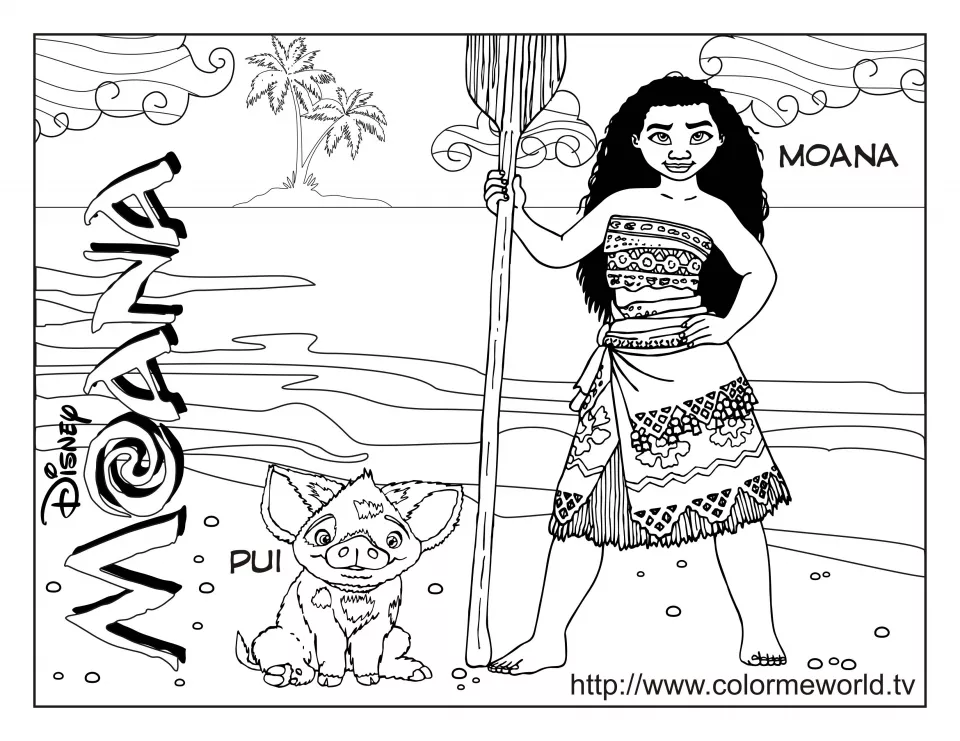 Immagine di Vaiana (Moana) da scaricare e colorare
