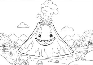 Divertente Vulcano (Pagina da Colorare)