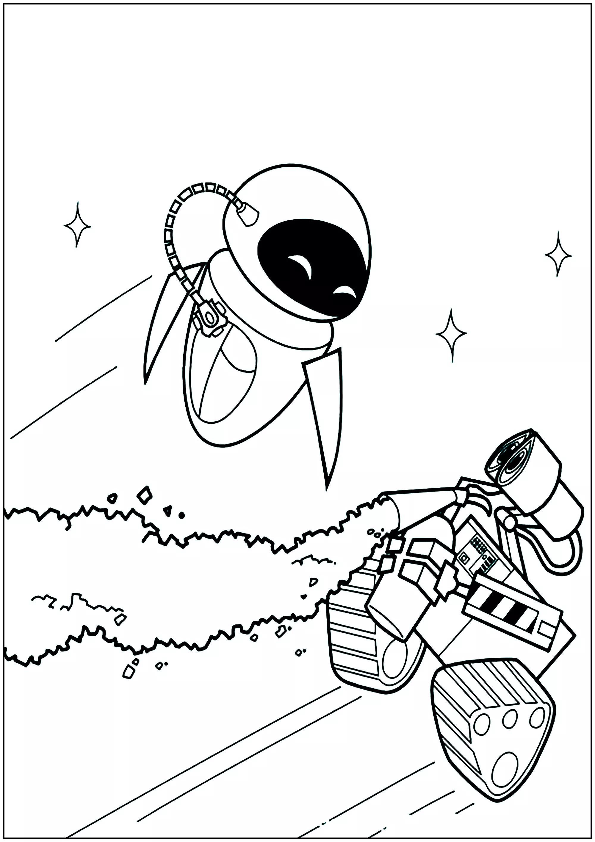 WALL-E e EVE (Pagina da Colorare per bambini)