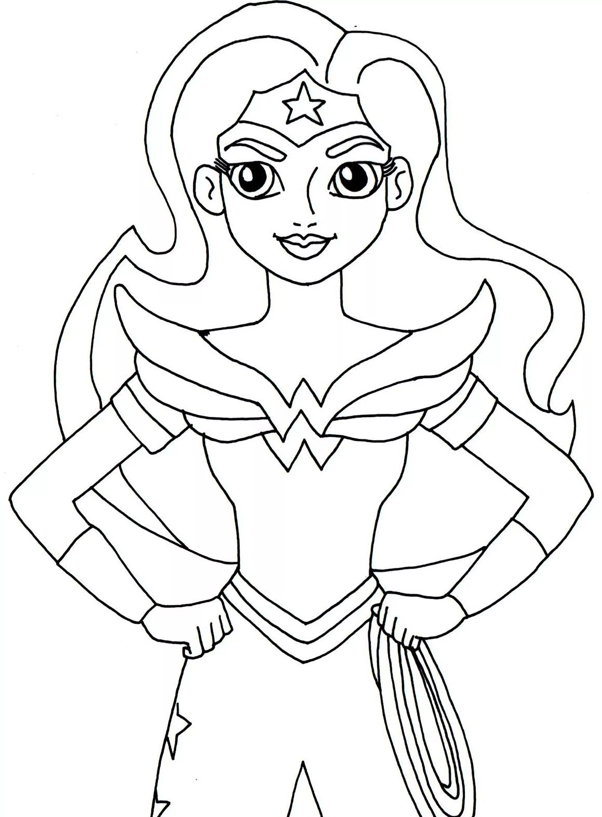 Wonder Woman in versione semplice (Pagina da Colorare per bambini)