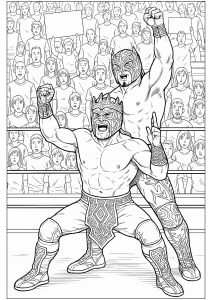 Due wrestler della WWE assomigliano a guerrieri Maori (Pagina da Colorare)