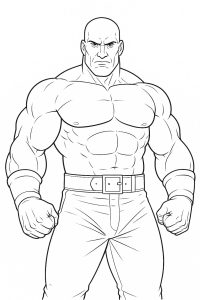 Disegno stampabile e semplice colorazione per bambini sul tema WWE (Pagina da Colorare)