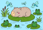 匿名 根据《Capibara addormentato su una ninfea》创作