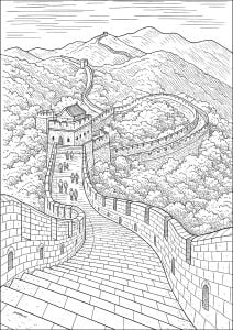中国长城的复杂色彩 (成人着色 : 中国及亚洲)