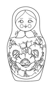 俄罗斯娃娃与美丽的花朵 (成人着色 : 俄罗斯娃娃)
