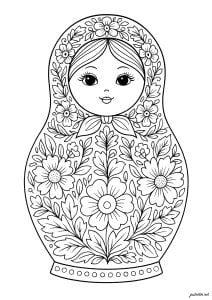 花之美丽 (成人复杂着色 : 俄罗斯娃娃)