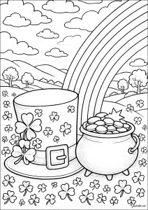 凯尔特节日与彩虹宝藏 (成人复杂着色 : 圣帕特里克节)