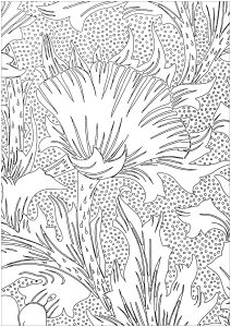 梅-莫里斯 - 鲜花（1885 年） (成人着色 : 工艺美术运动)