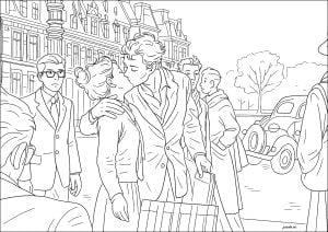 受照片 "Le Baiser de l'Hôtel de Ville"（市政厅之吻）启发而着色 (成人着色 : Images tagged "亲亲")