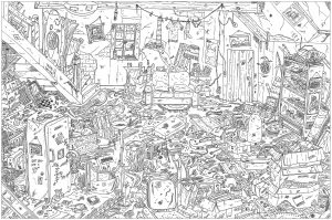 有趣的 建筑与家居 儿童着色页下载 (成人着色 : Images tagged "房屋")