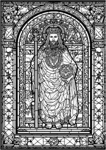 描绘假想国王的彩绘玻璃窗 (成人着色 : Stained Glass)