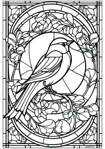 窗前的小鸟 (成人着色 : Stained Glass)
