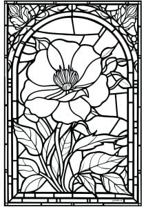 彩绘玻璃花 - 3 (成人着色 : Stained Glass)