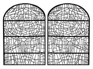 法国一座教堂的彩绘玻璃 - 版本 2 (成人着色 : Stained Glass)