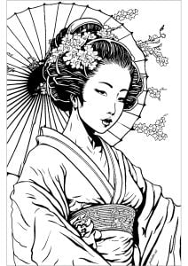 艺伎神情专注 (成人着色 : Images tagged "艺妓")