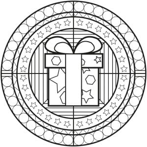 圣诞曼陀罗，中间有礼物 (成人着色 : Allan)