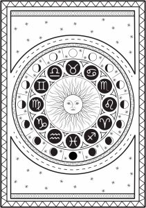 星座和月亮周期 (成人着色 : 曼陀罗)