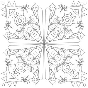 方形花朵曼陀罗 (成人着色 : 曼陀罗)