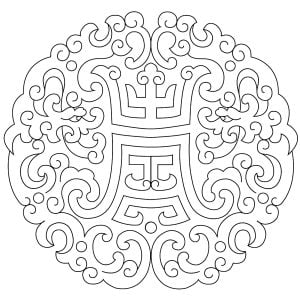 灵感源自中国图案风格的曼陀罗 (成人着色 : 曼陀罗)