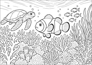 动画珊瑚礁 (成人复杂着色 : 水世界)