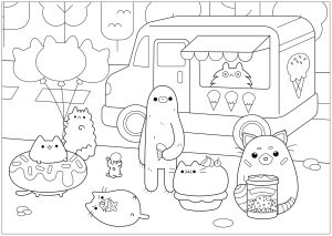 冰淇淋店 Pusheen (成人着色 : 涂鸦艺术/涂鸦)