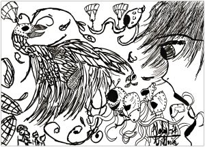 复杂的 涂鸦艺术/涂鸦 成人着色表下载 (成人着色 : 涂鸦艺术/涂鸦)