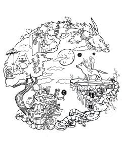 为一幅吉卜力工作室的粉丝画着色。 (成人着色 : 漫画)