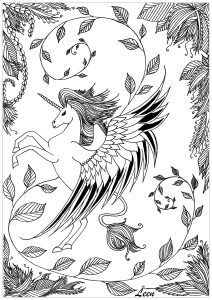 免费 独角兽 着色页打印 (成人着色 : 独角兽)
