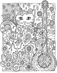 独特的 猫 着色页，免费打印和下载 (成人着色 : 猫)