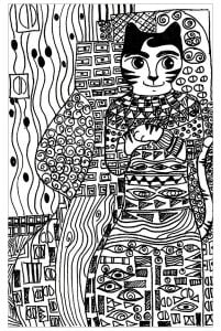 猫 着色页打印和下载 (成人着色 : 猫)