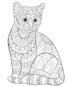 可爱的猫咪与简单的三角图案 (成人着色 : 猫)