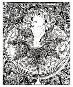 猫咪在美丽的地毯上涂色 (成人着色 : 猫)
