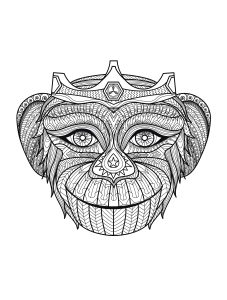独特的 猴子 着色页，免费打印和下载 (成人着色 : 猴子)