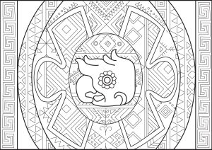 玛雅鸟和阿兹台克图案 (成人着色 : 玛雅人、阿兹特克人和印加人)