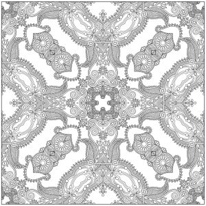 免费的复杂 Azulejos 着色页打印 (成人着色 : 瓷砖)